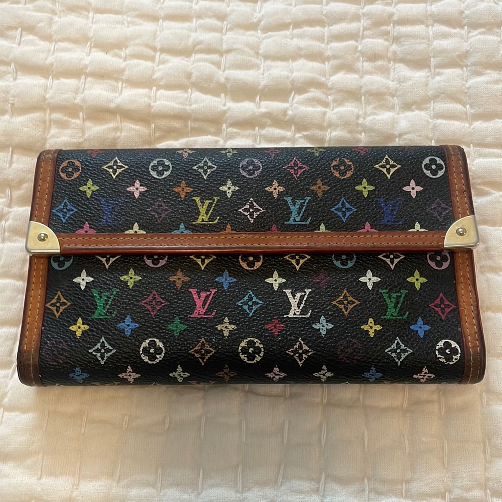 Louis Vuitton International Wallet in black Multicolor Monogram Canvas/Leather